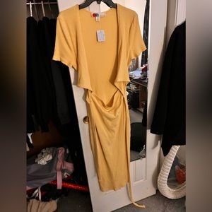yellow cut out dress
